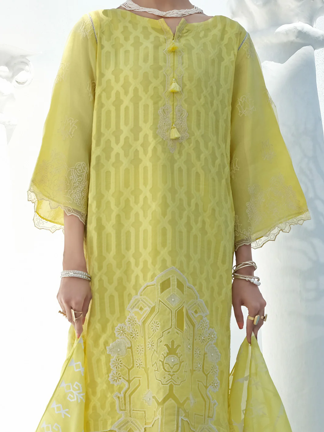 Lime Cotton Viscose + Jacquard 3Pc Stitched - ALP-3PS-1058 - Image 2