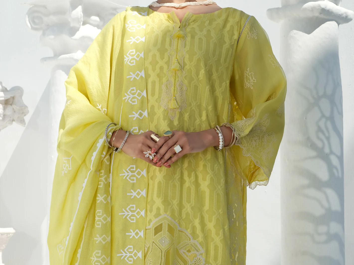 Lime Cotton Viscose + Jacquard 3Pc Stitched - ALP-3PS-1058 - Image 3
