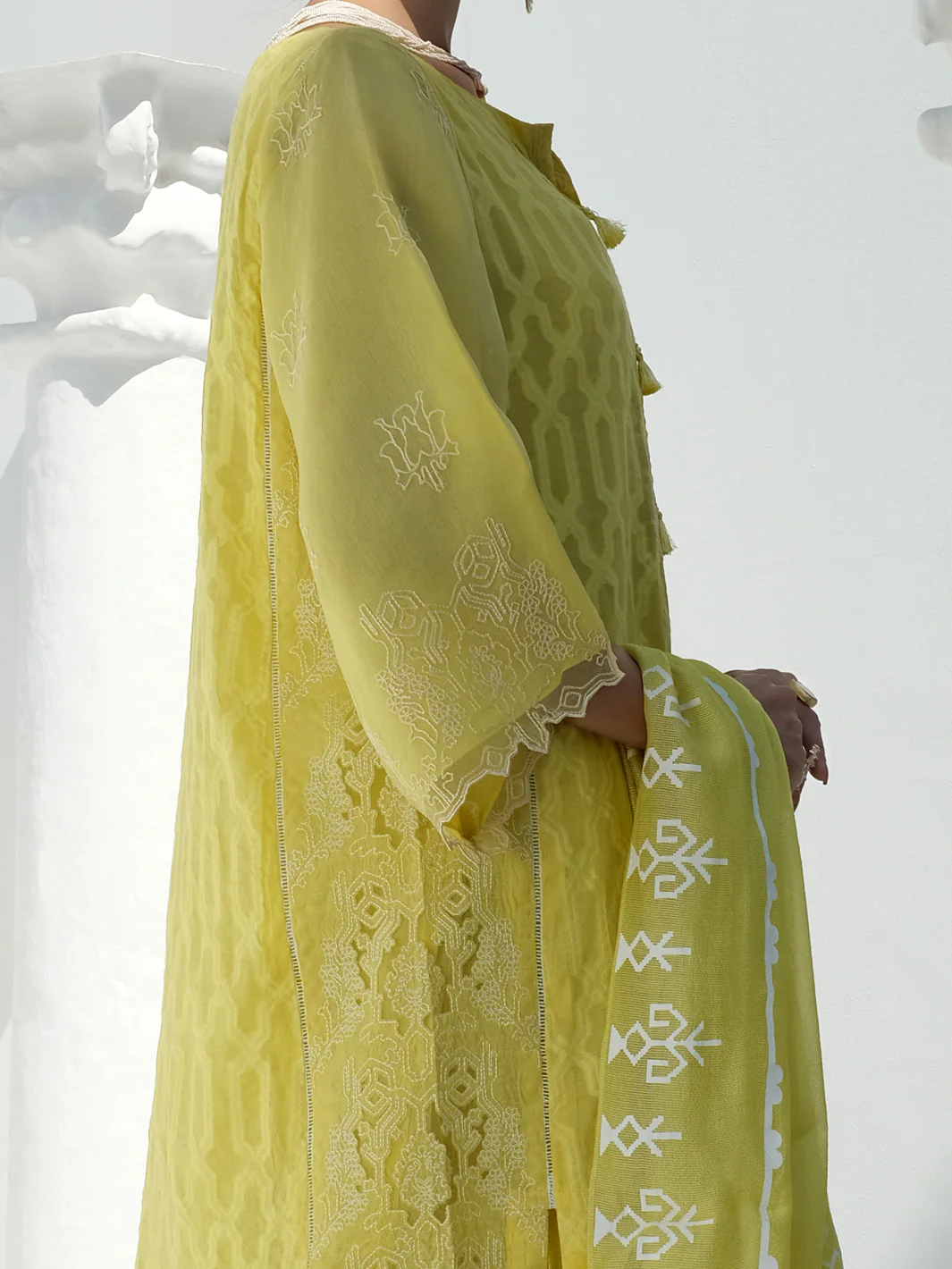 Lime Cotton Viscose + Jacquard 3Pc Stitched - ALP-3PS-1058 - Image 4