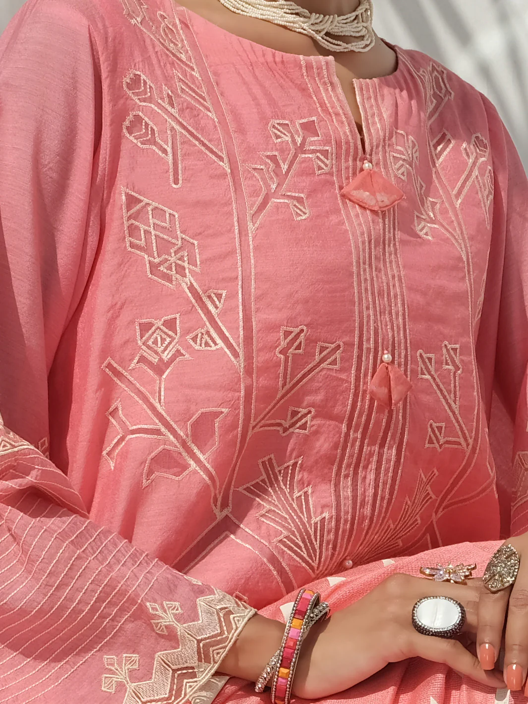 Pink Swiss Voile + Khaddi Net 3Pc Stitched - ALP-3PS-1059 - Image 4
