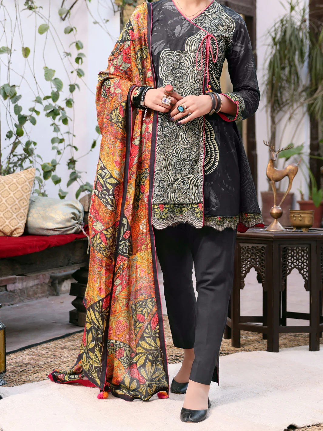 Black Lawn 3Pc Stitched - ALP-3PS-1078/S