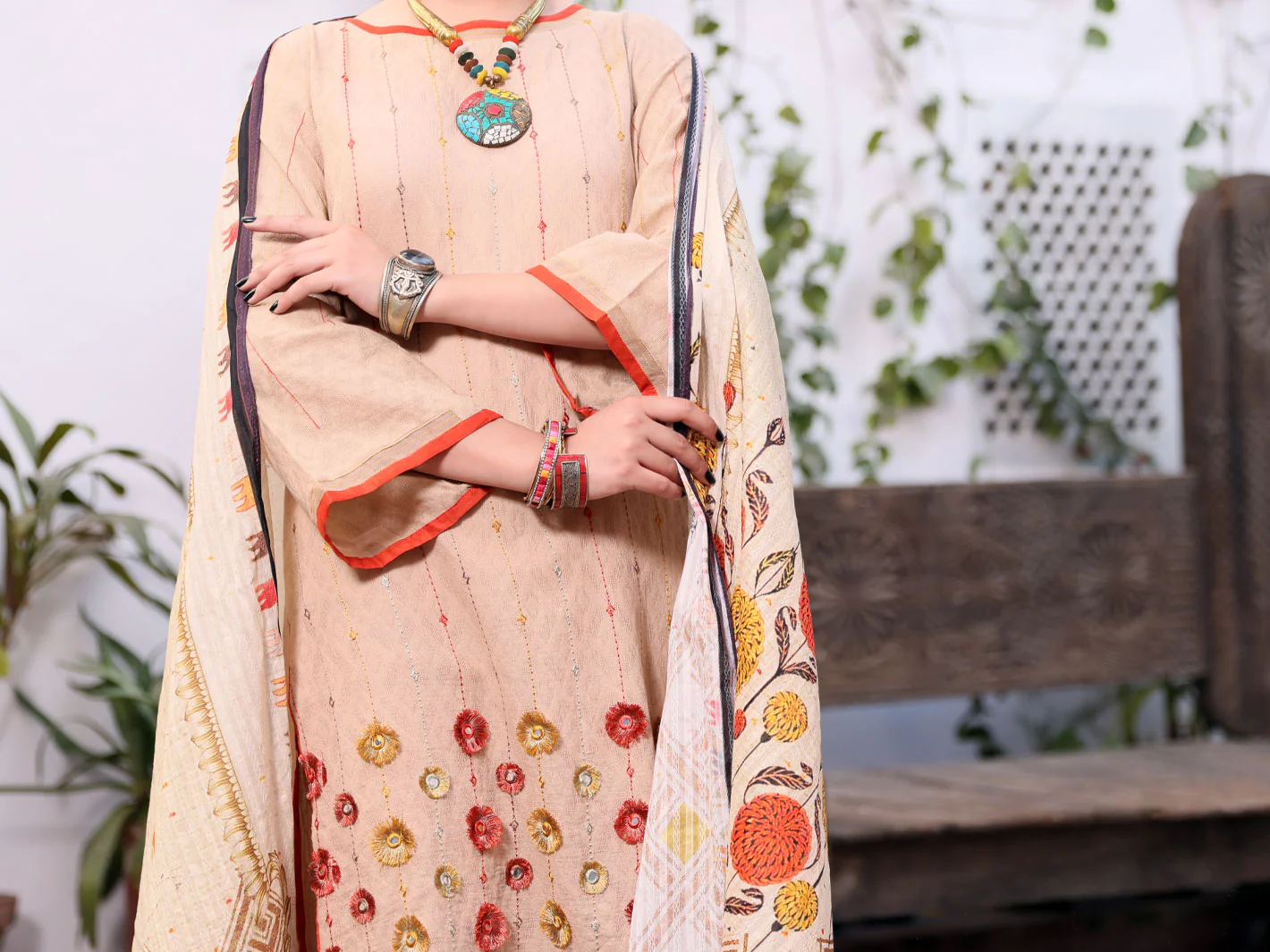 Beige Lawn 3Pc Stitched - ALP-3PS-1081/S - Image 3