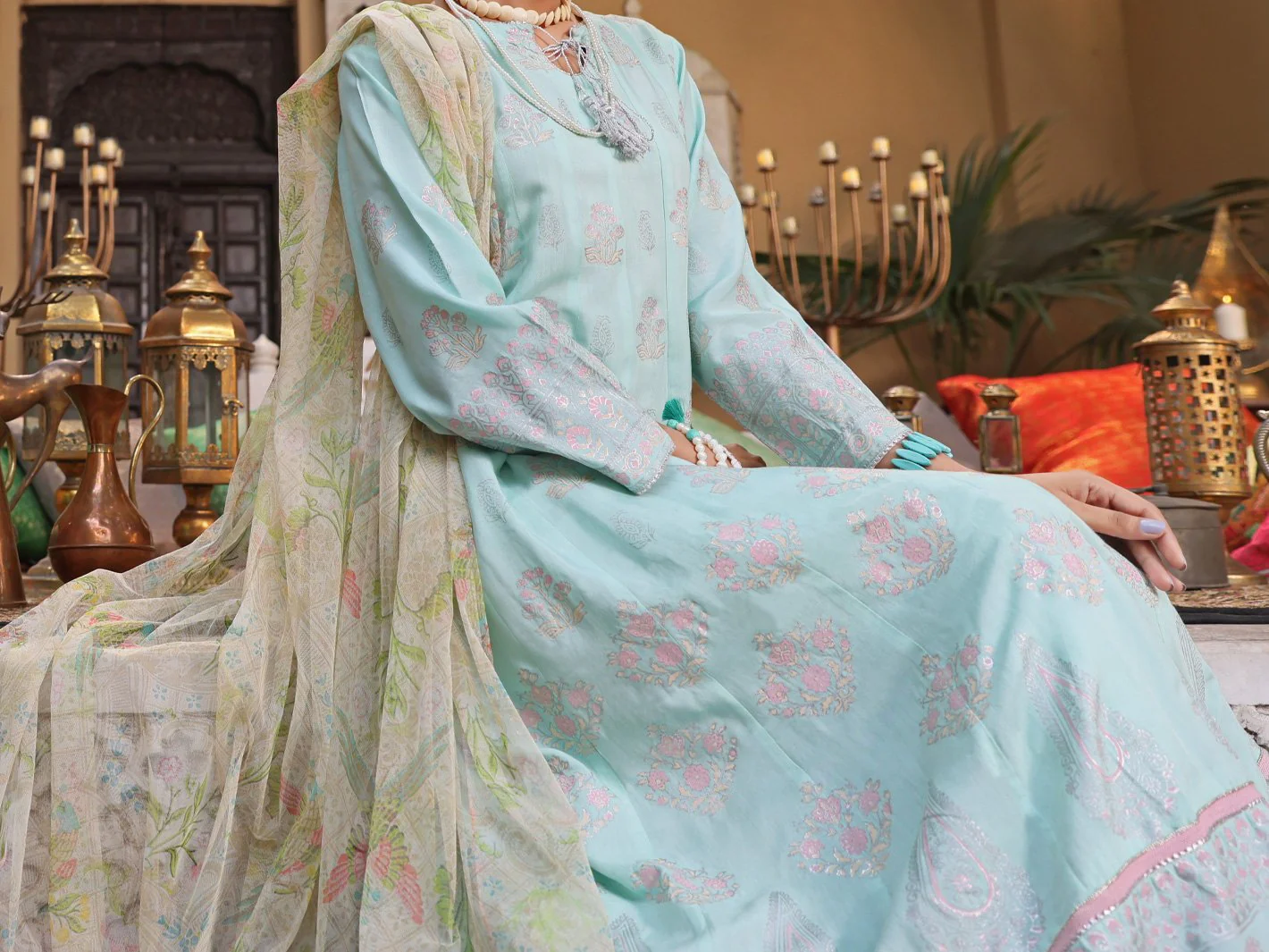 Turquoise Viscose 3Pc Stitched - ALP-3PS-1092/S - Image 3