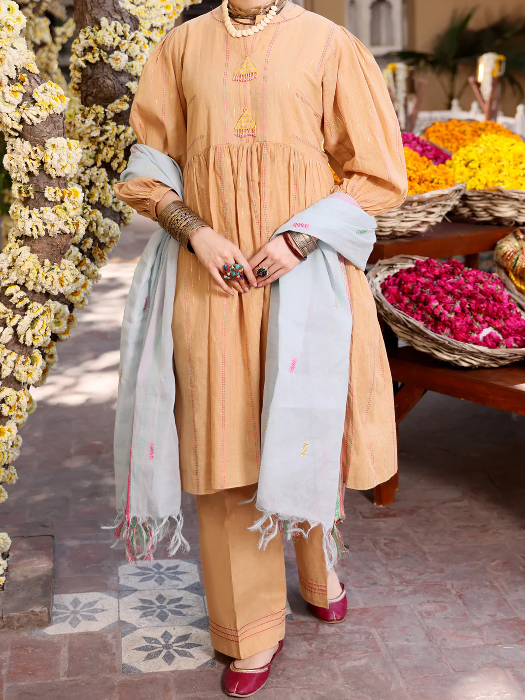 Beige Yarn-Dyed Jacquard 3Pc Unstitched - ALP-3PS-1095