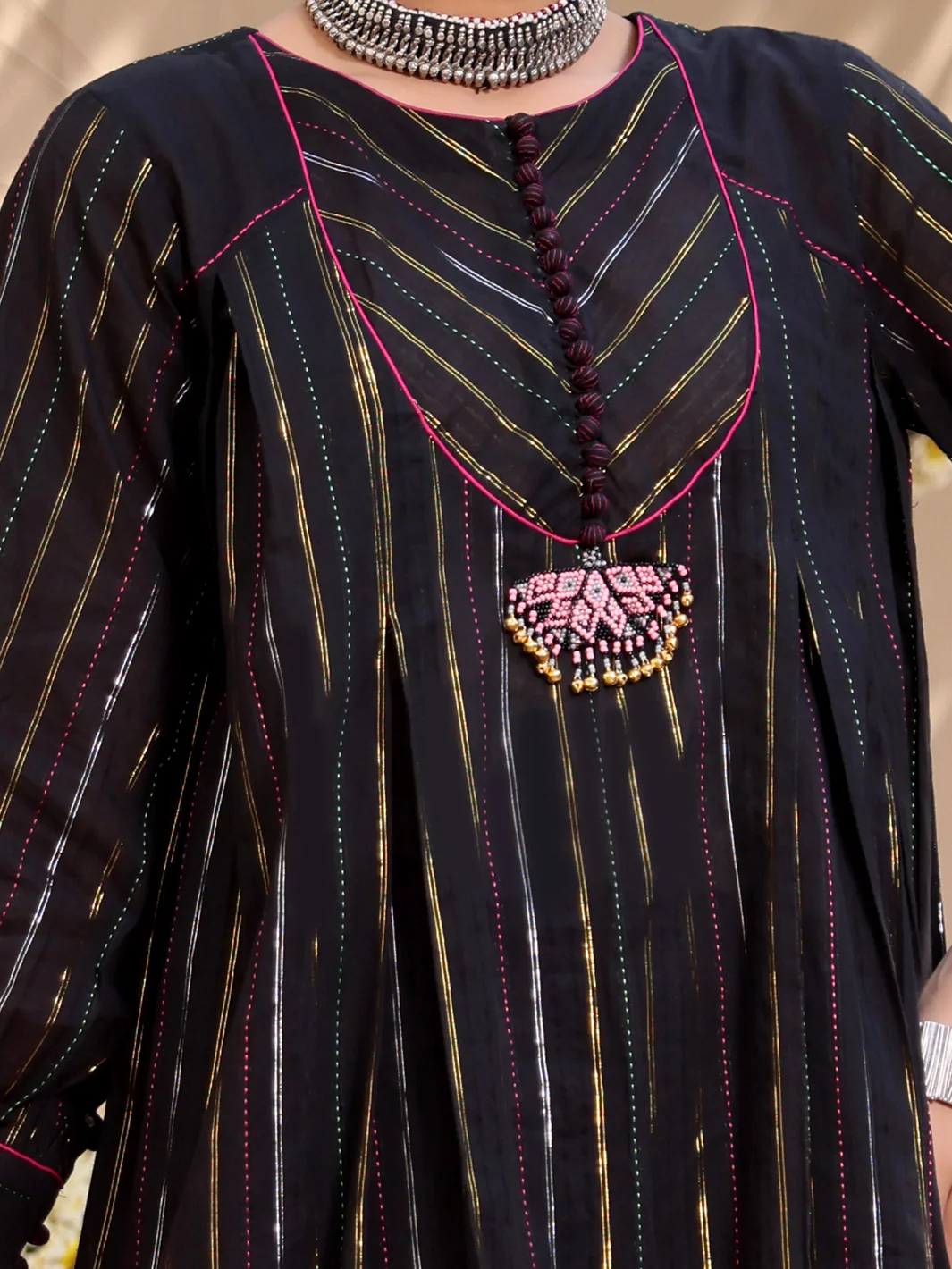 Black Yarn-Dyed Jacquard 3Pc Stitched - ALP-3PS-1097 - Image 2