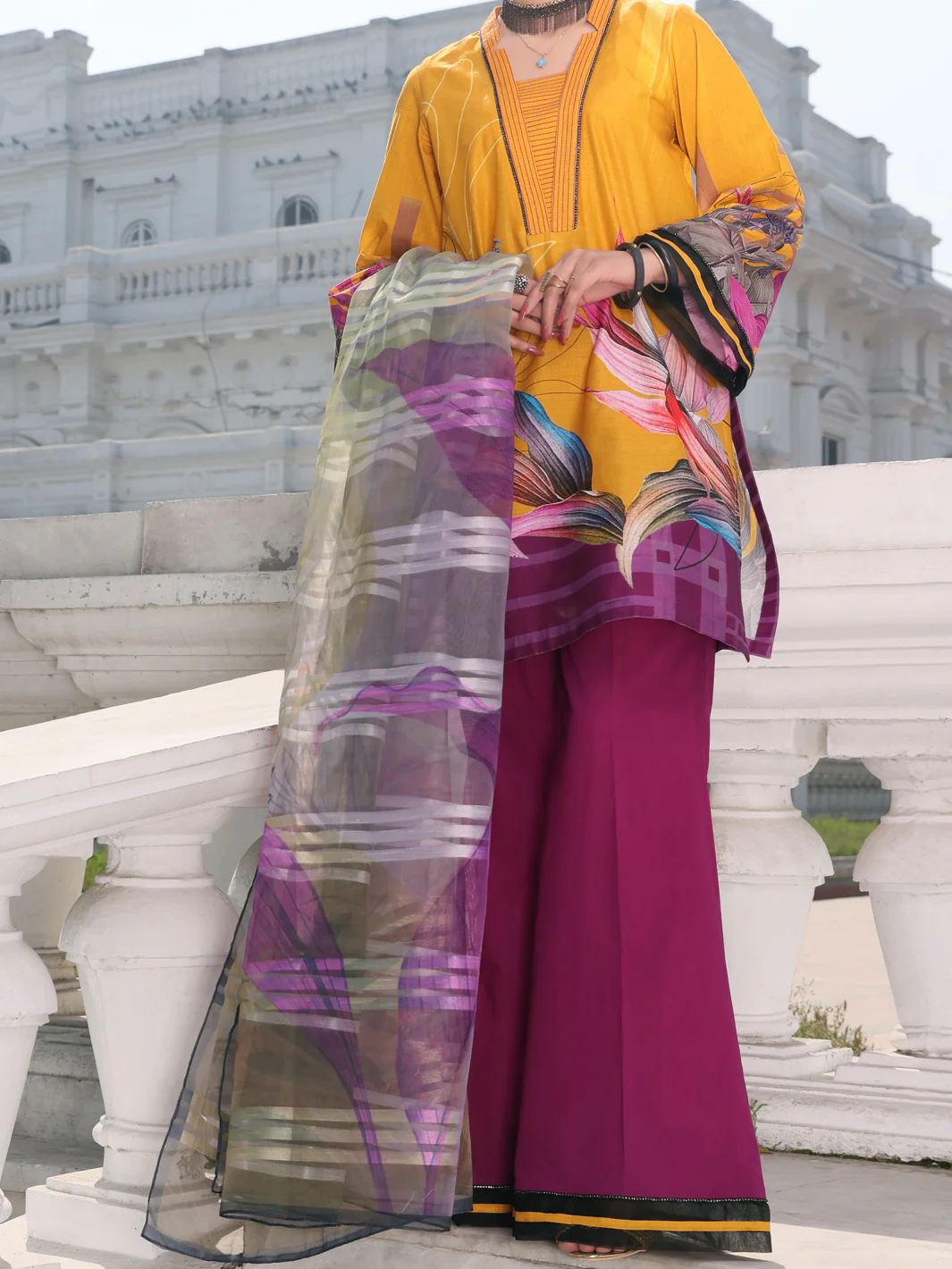 Yellow Lawn 3Pc Unstitched - ALP-3PS-1128