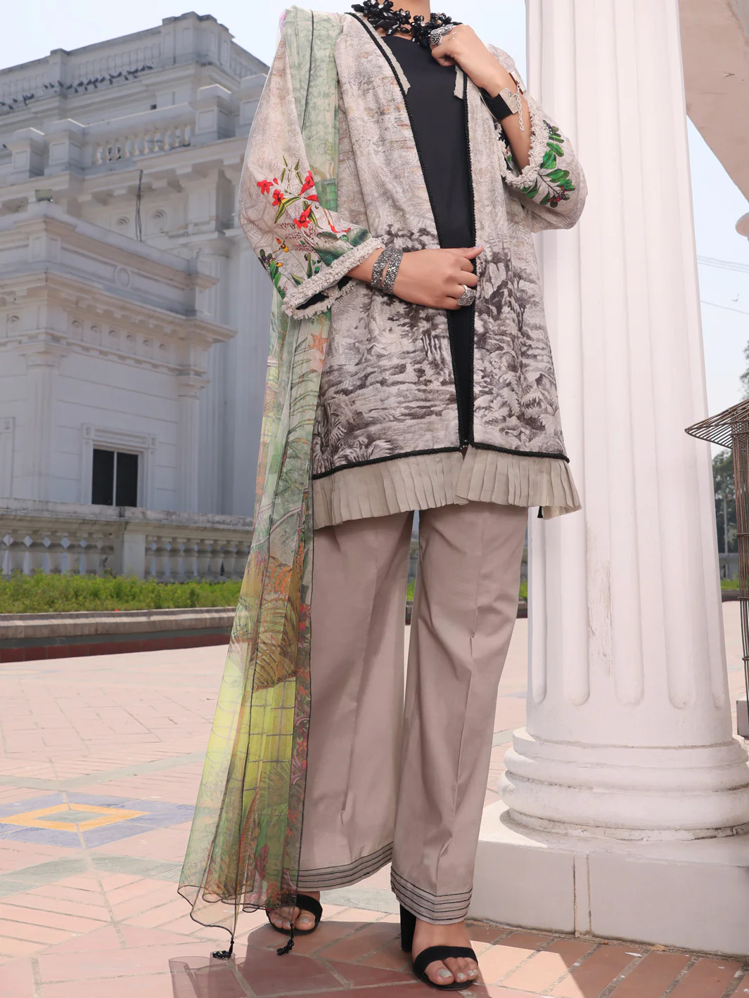 Grey Lawn 3Pc Unstitched - ALP-3PS-1129