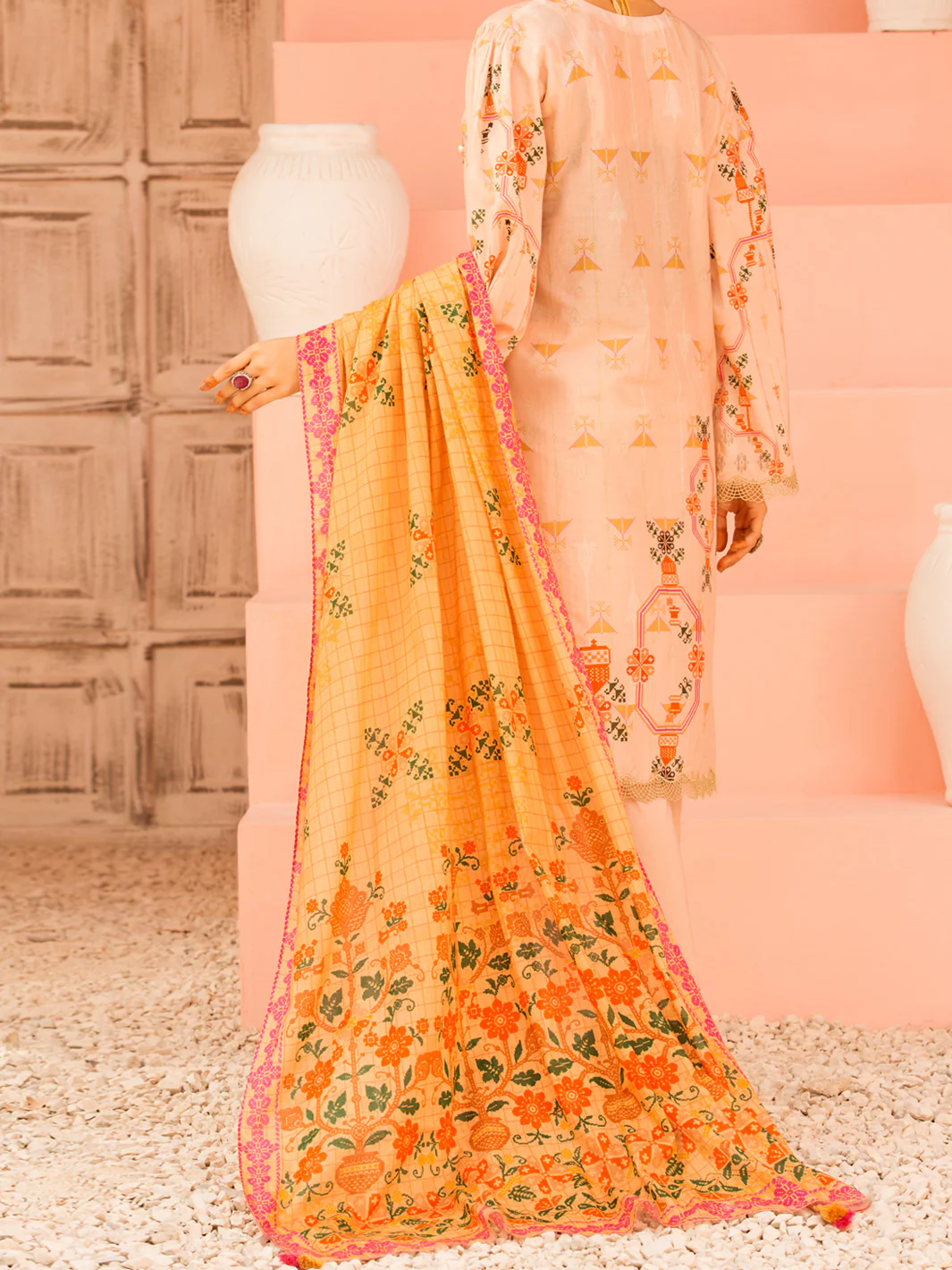Peach Lawn 3Pc Stitched - ALP-3PS-1133 - Image 3