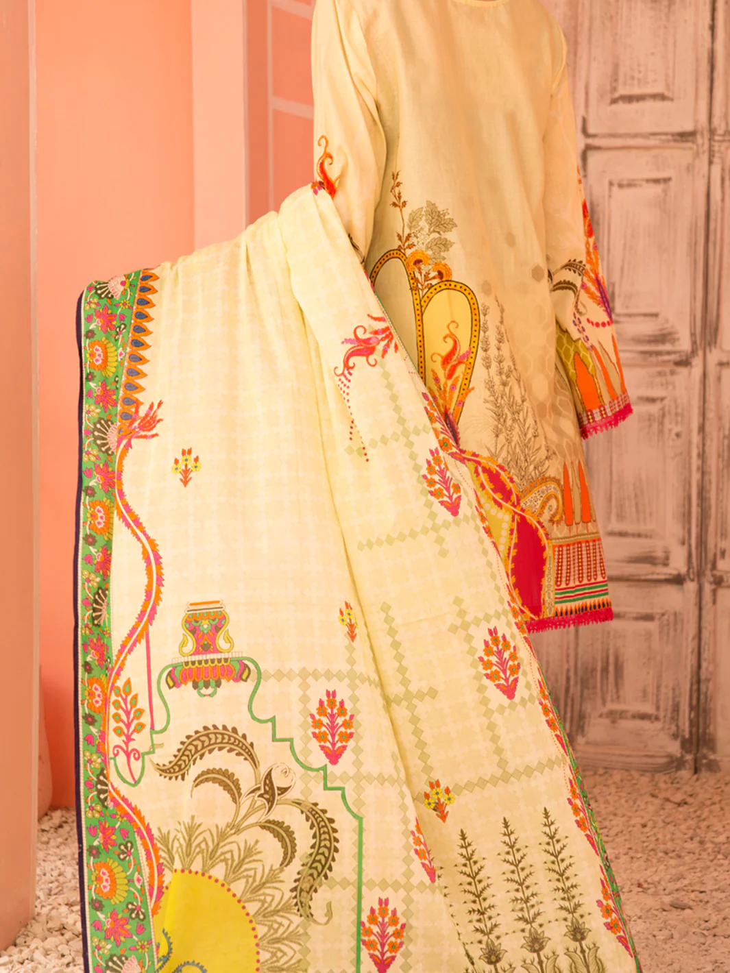 Beige Lawn 3Pc Stitched - ALP-3PS-1135 - Image 3