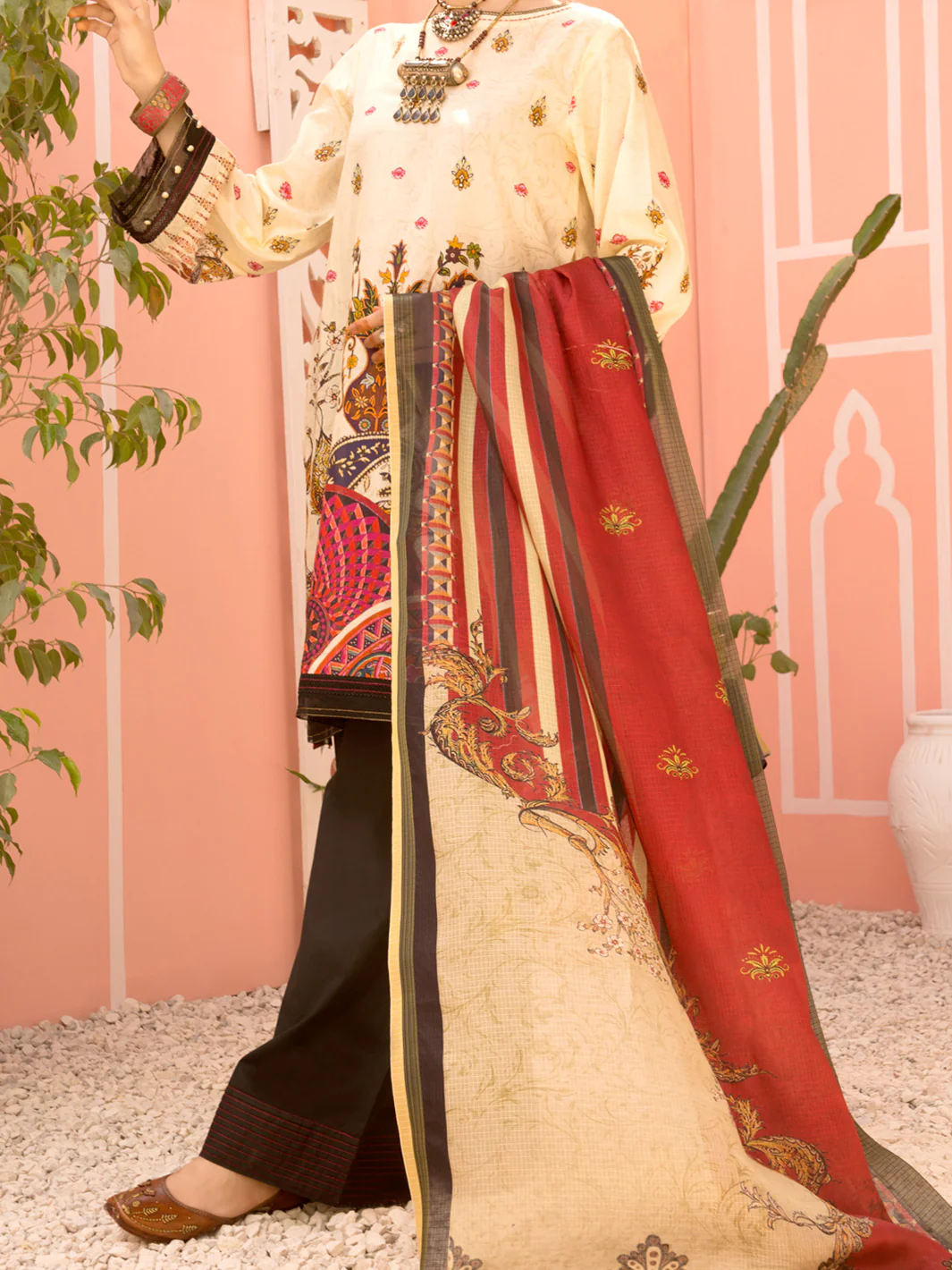 Cream Lawn 3Pc Unstitched - ALP-3PS-1138