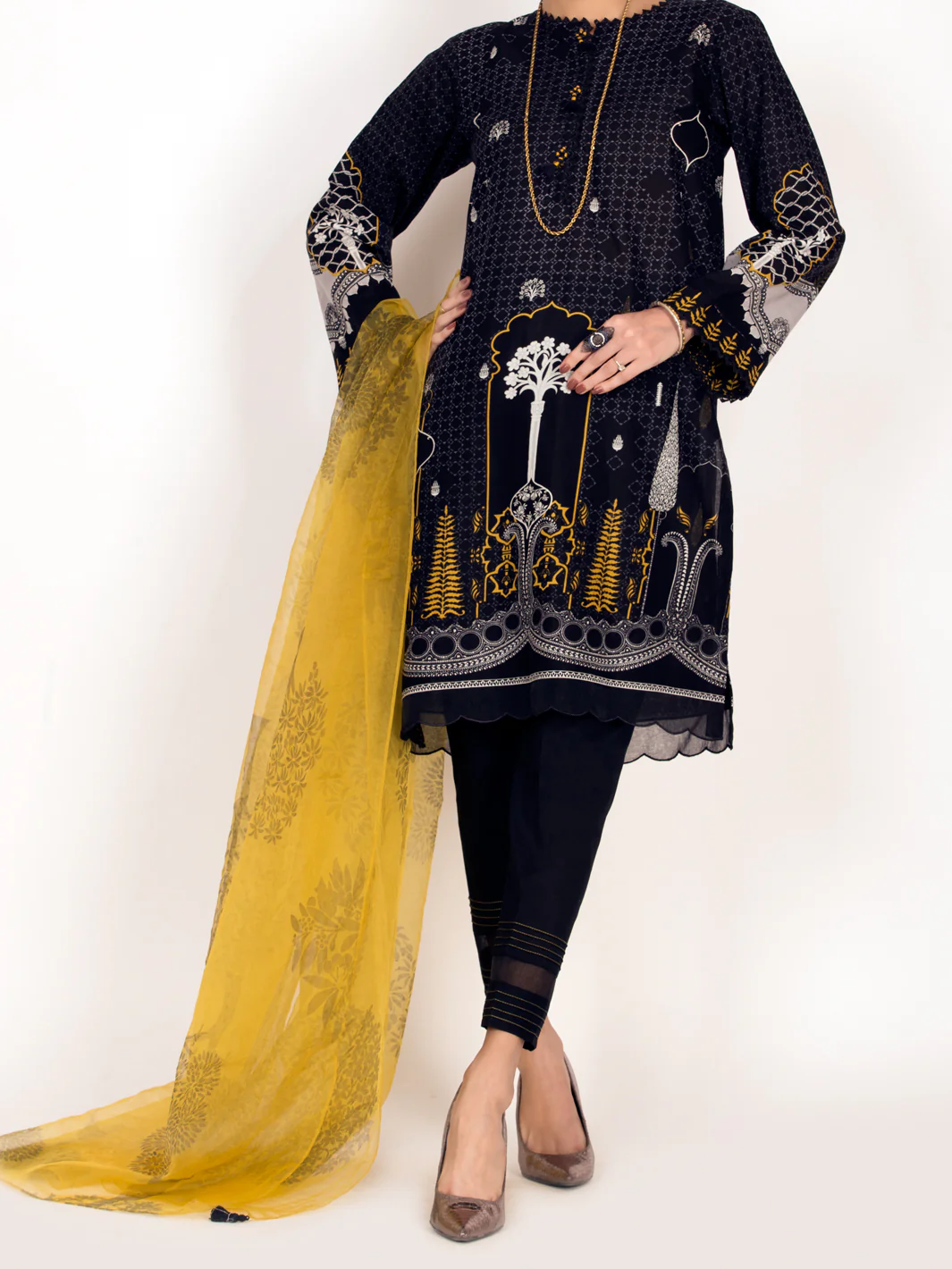Black Lawn 3Pc Unstitched - ALP-3PS-1143