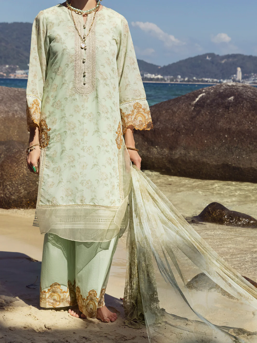 Green Swiss Voile 3Pc Stitched - ALP-3PS-1156 - Image 3