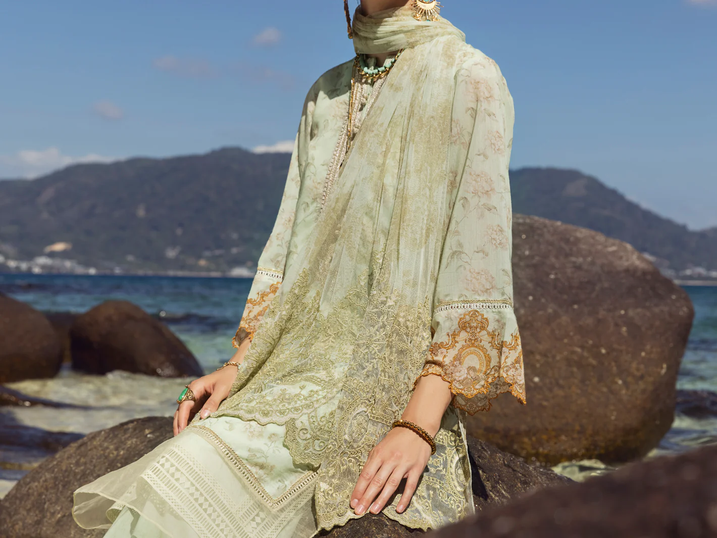 Green Swiss Voile 3Pc Stitched - ALP-3PS-1156 - Image 7