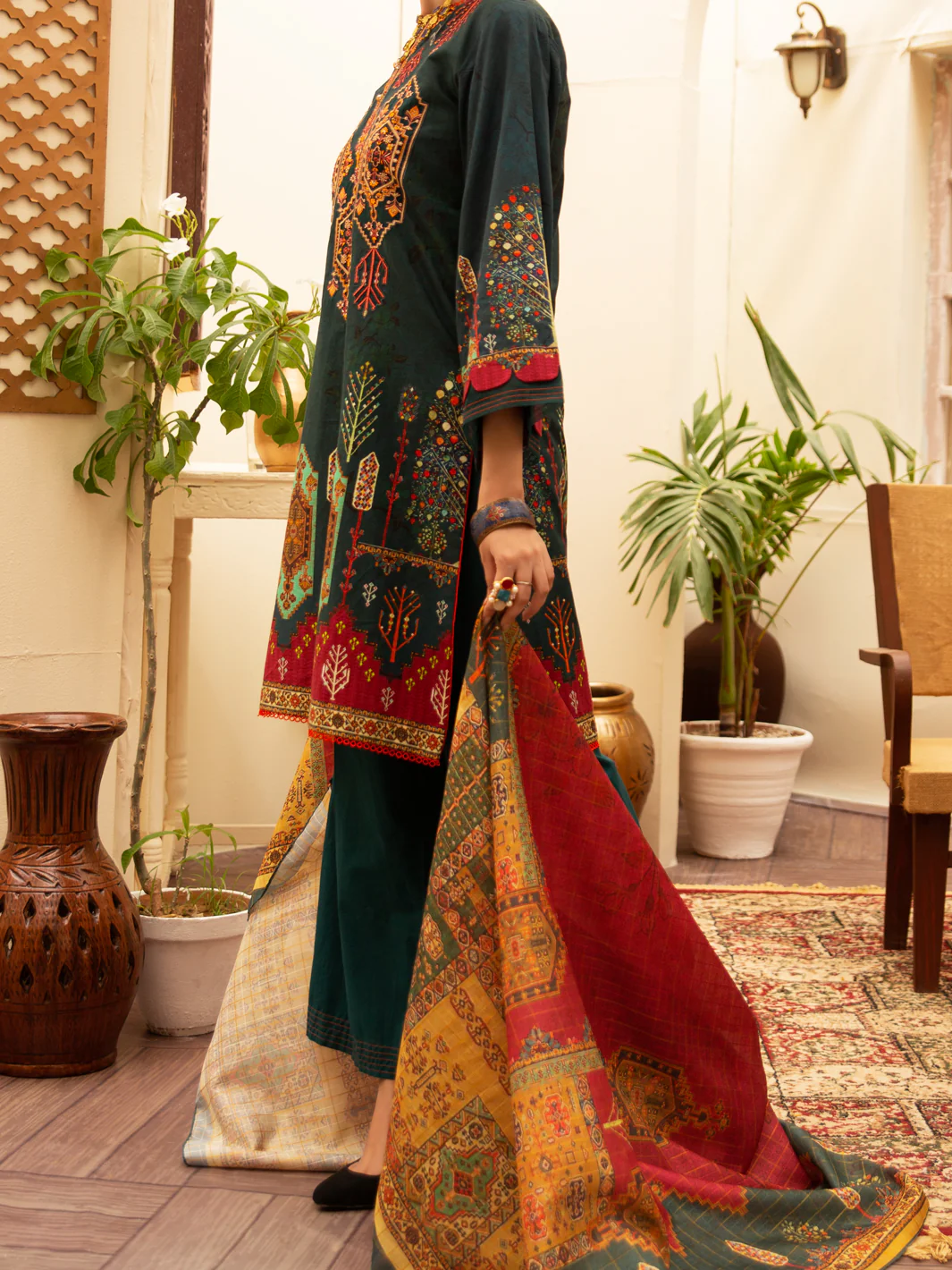 Teal Cambric 3Pc Stitched - ALP-3PS-1176 - Image 3