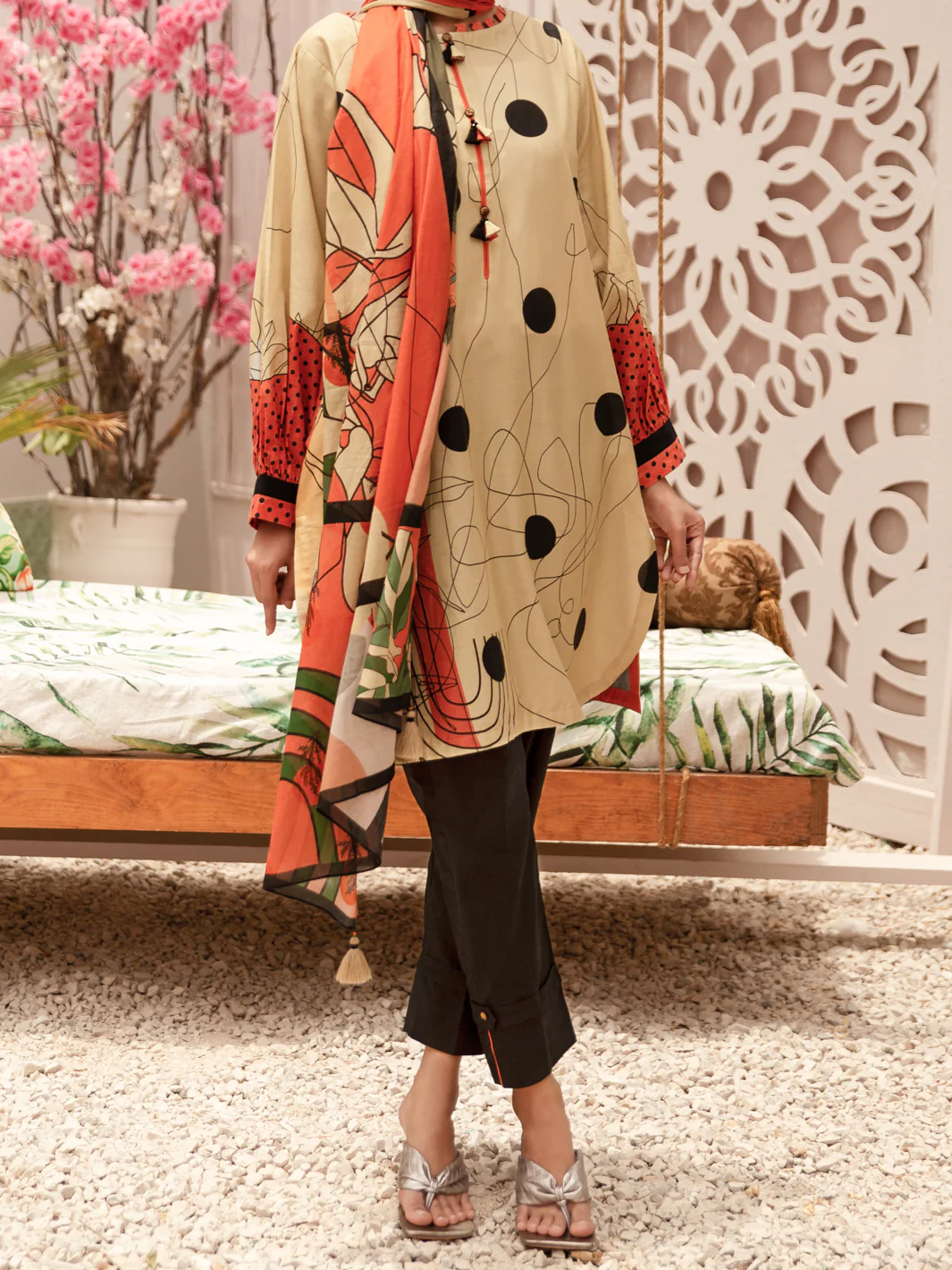 Beige Cambric 3Pc Unstitched - ALP-3PS-1182