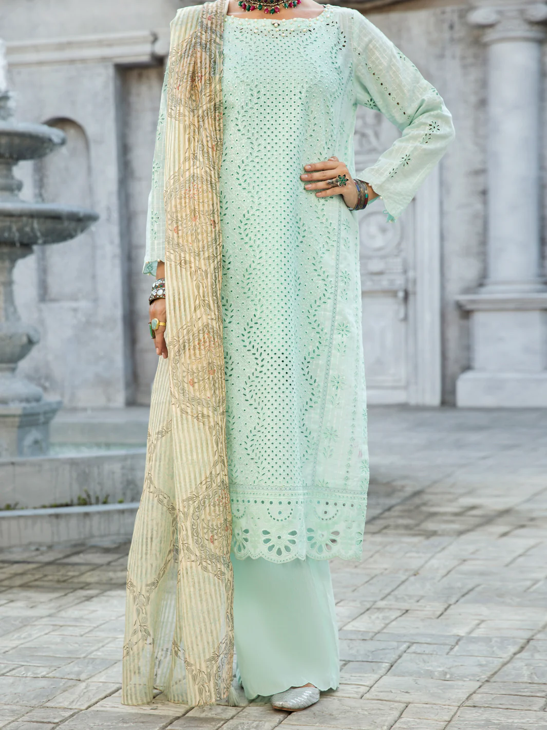 Ferozi Lurex Jacquard 3Pc Stitched - ALP-3PS-1187