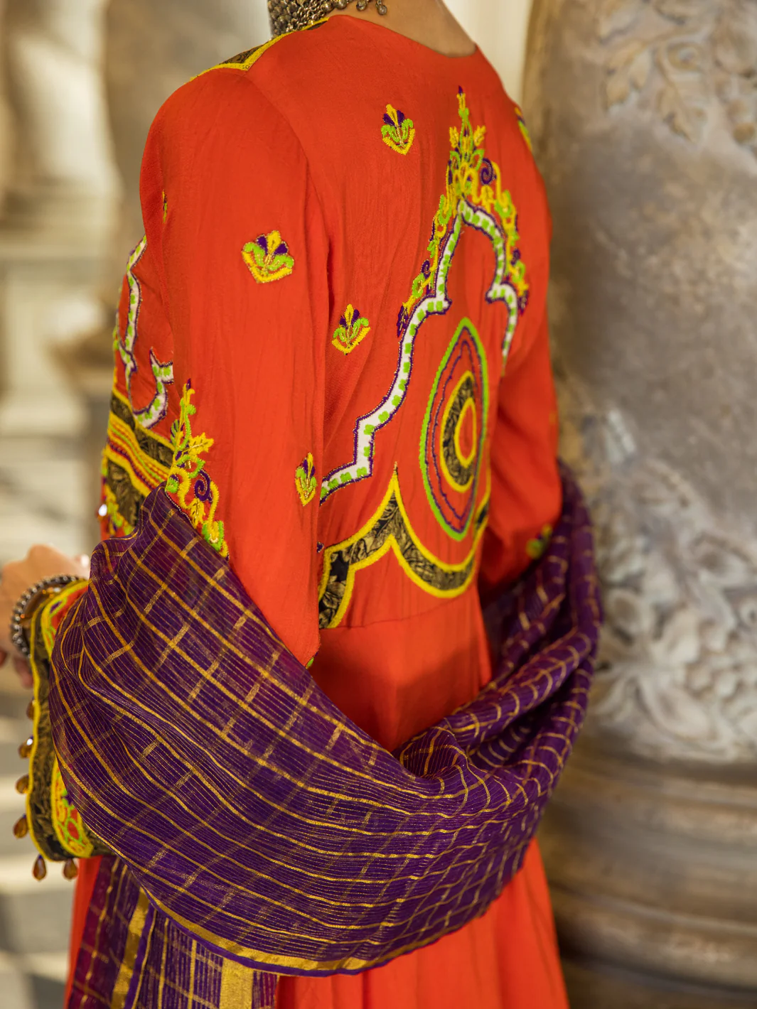 Orange Raw Silk 3Pc Stitched - ALP-3PS-1275 - Image 4