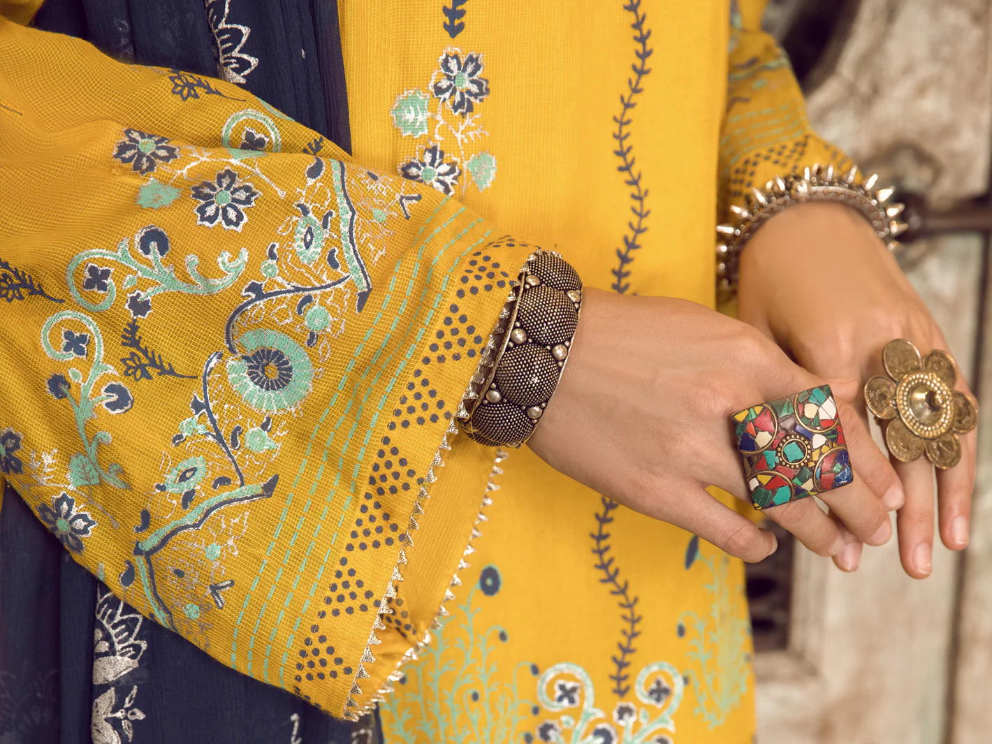 Yellow Khaddi Silk 3Pc Stitched - ALP-3PS-1282 - Image 4