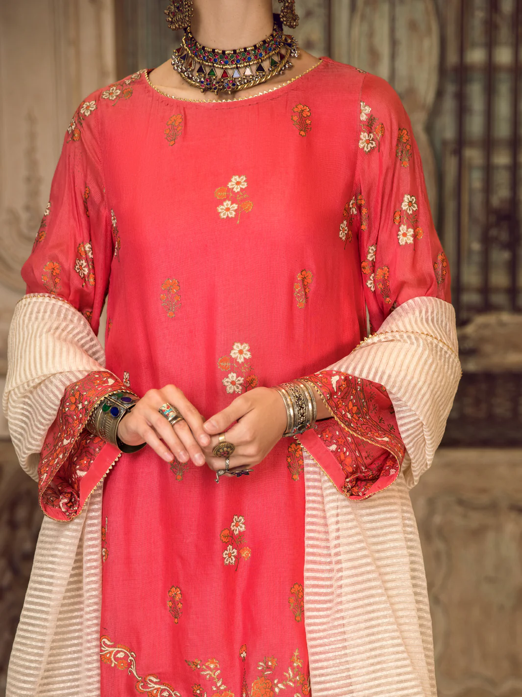Red Khaddi Silk 3Pc Stitched - ALP-3PS-1285 - Image 3