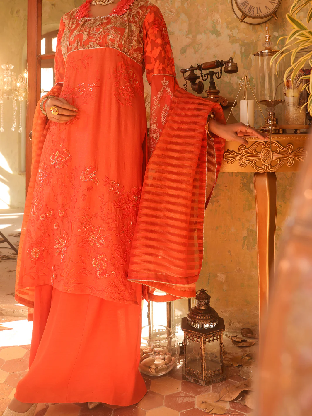 Orange Mesuri 3Pc Stitched - ALP-3PS-1292