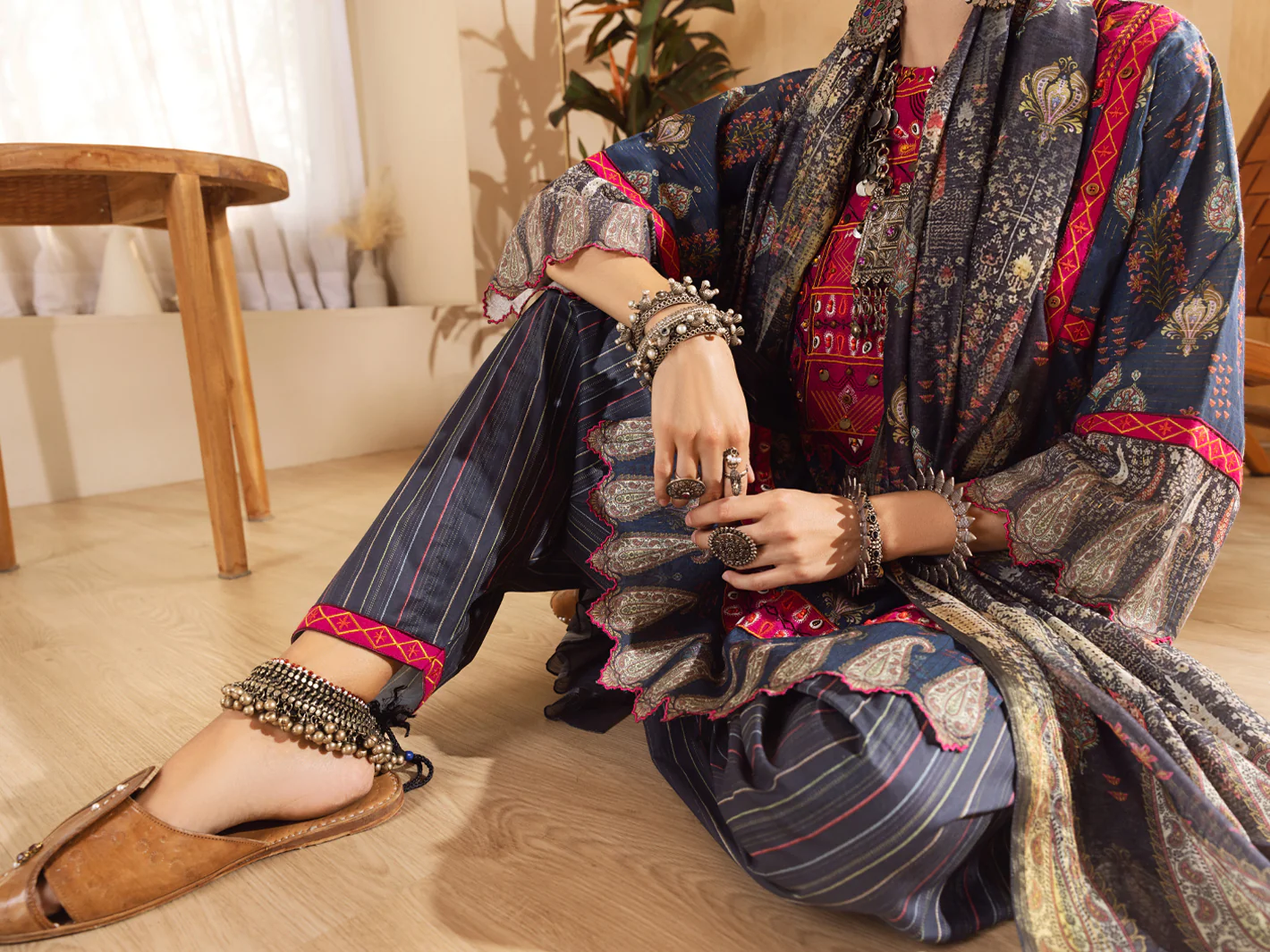 Blue Hand-Woven Lurex 3Pc Stitched - ALP-3PS-1303 - Image 3