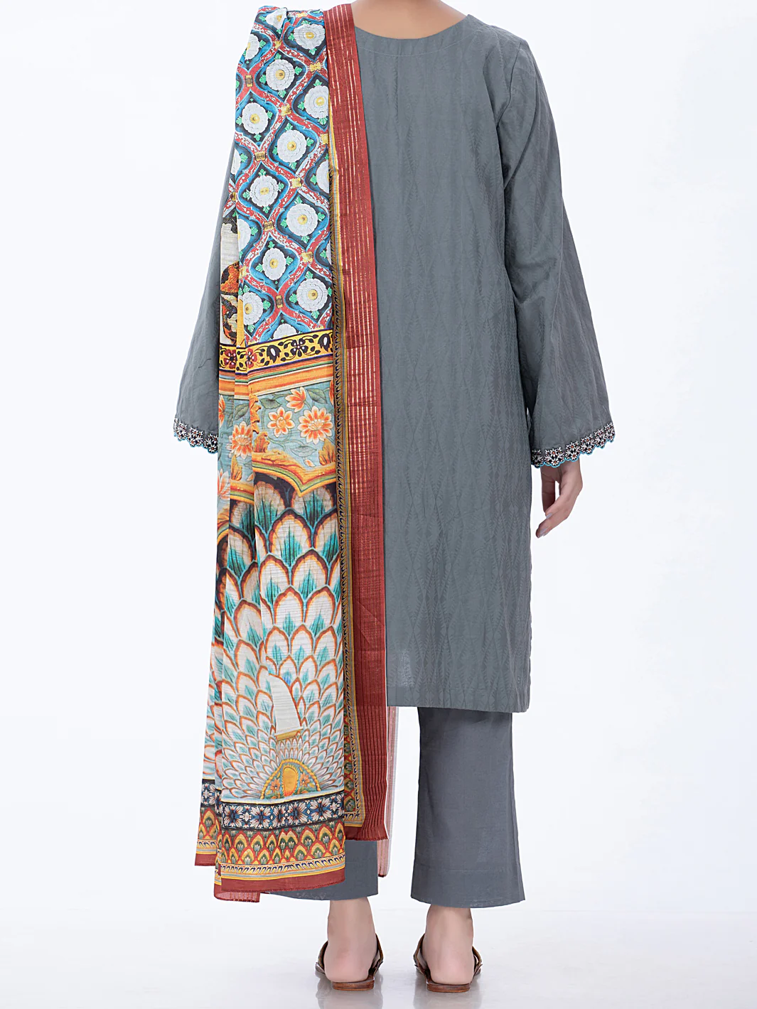 Grey Jacquard 3Pc Unstitched - ALP-3PS-1315 - Image 2