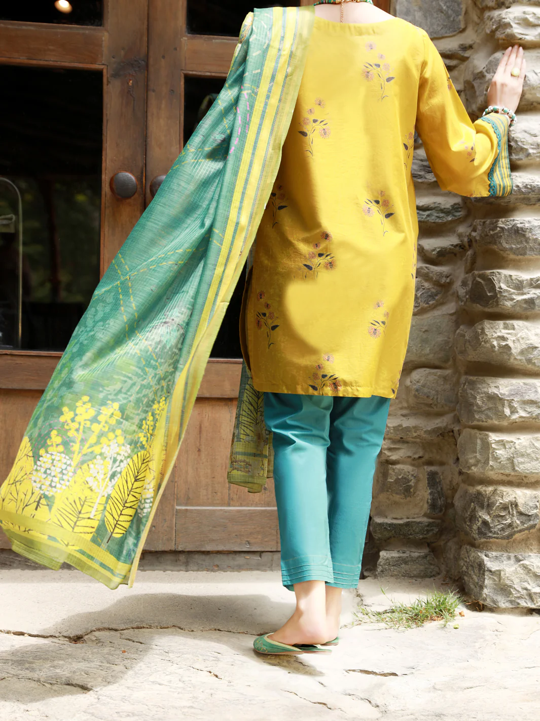 Lime Green Lawn 3Pc Unstitched - ALP-3PS-1379 - Image 2