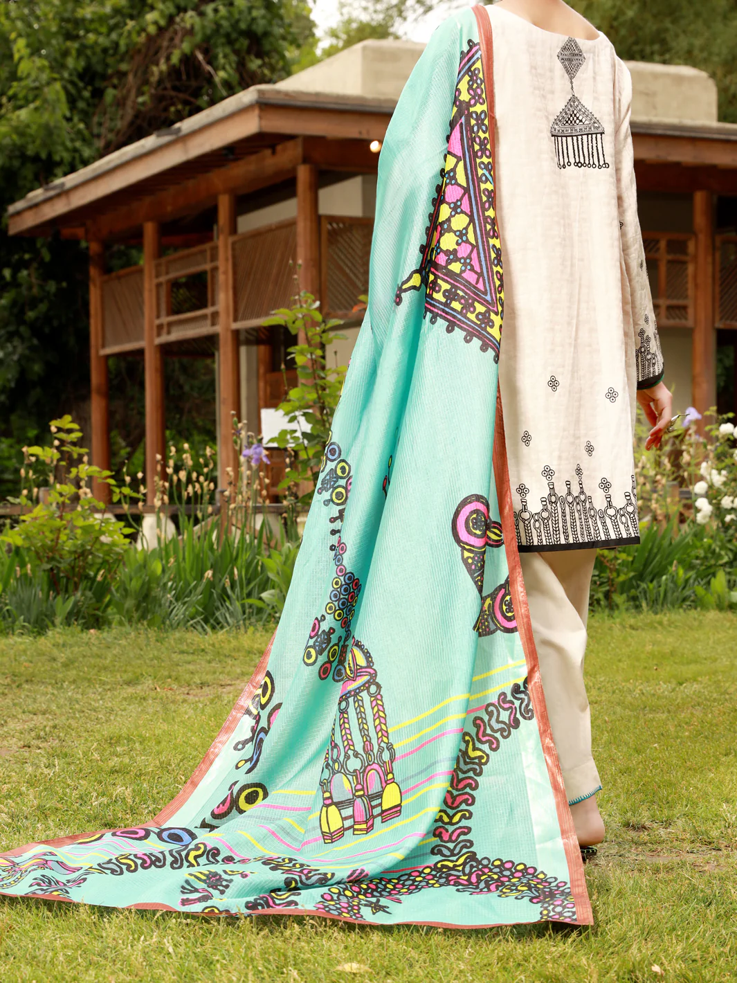 Beige Jacquard 3Pc Stitched - ALP-3PS-1381 - Image 2