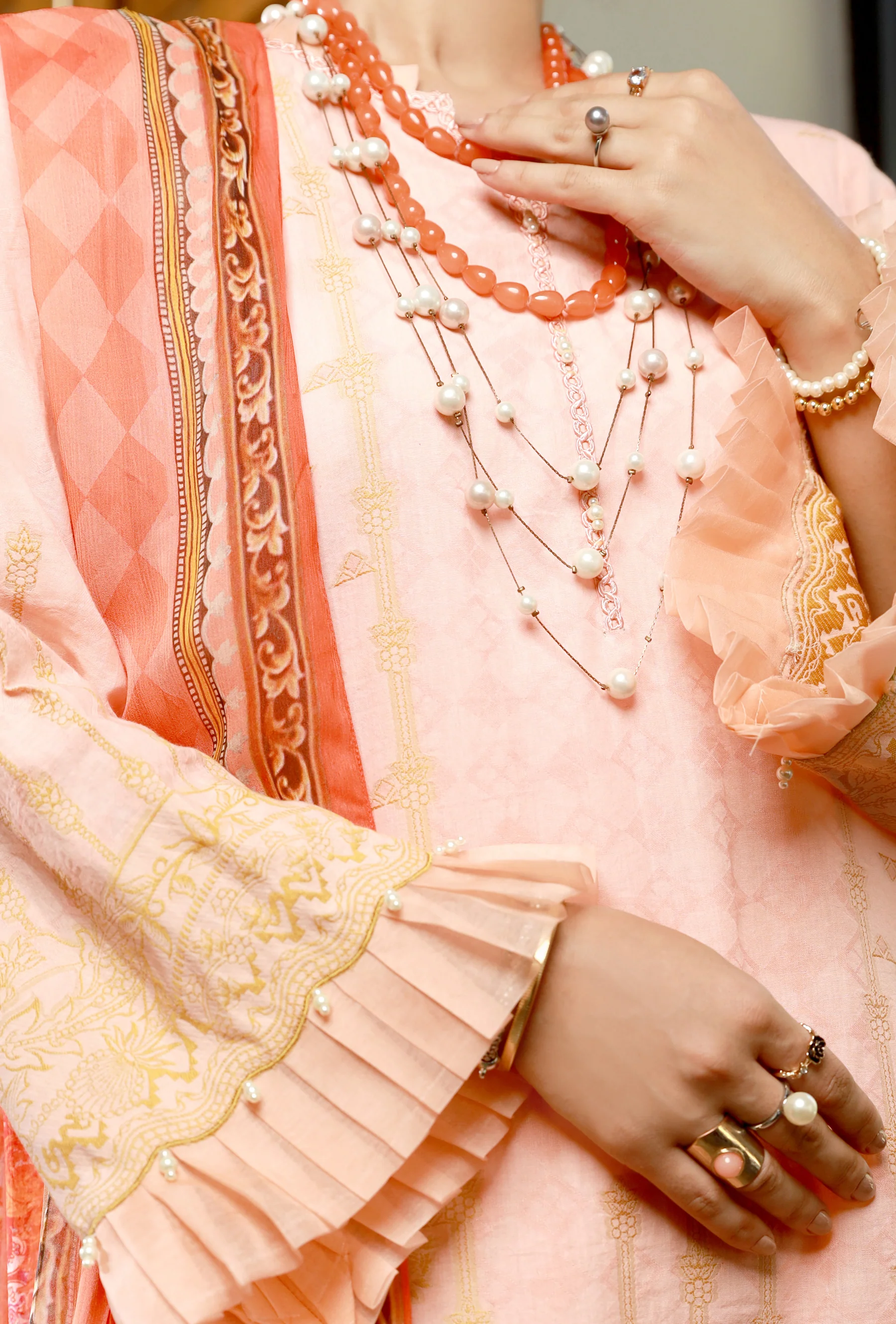 Pink Jacquard 3Pc Stitched - ALP-3PS-1393 - Image 3