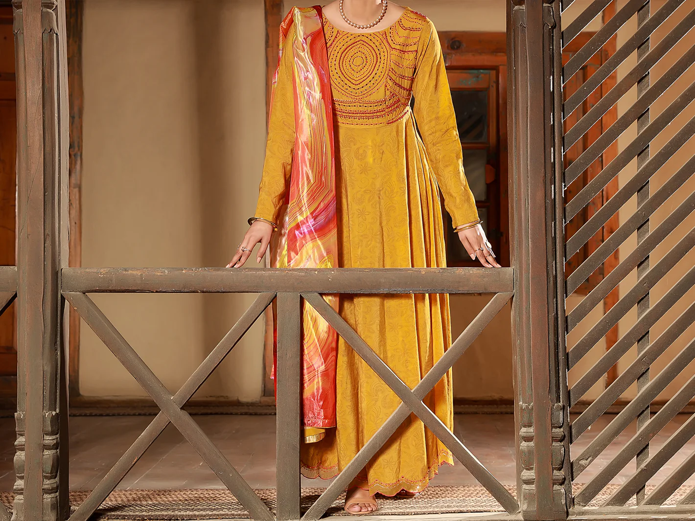 Mustard 3Pc Unstitched - ALP-3PS-1403 - Image 3