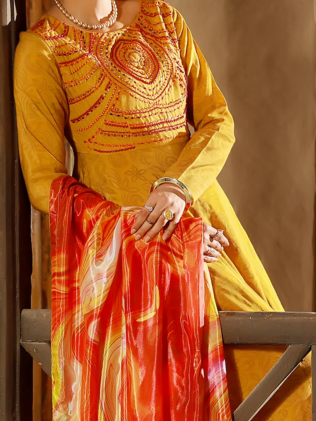 Mustard 3Pc Unstitched - ALP-3PS-1403 - Image 5
