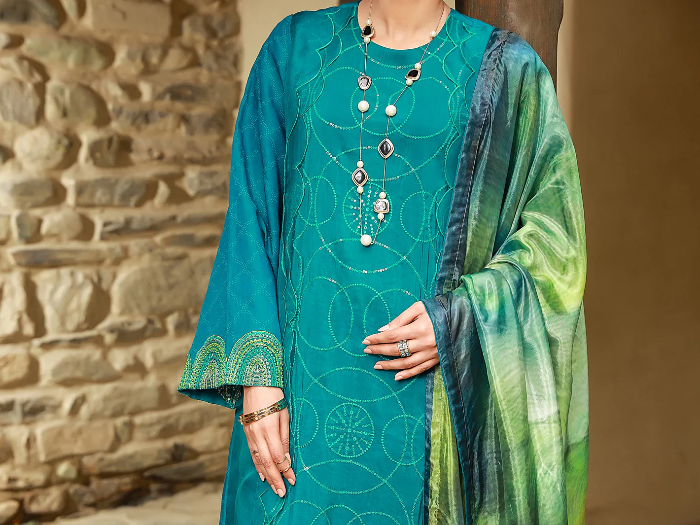 Sea Green 3Pc Unstitched - ALP-3PS-1405 - Image 4
