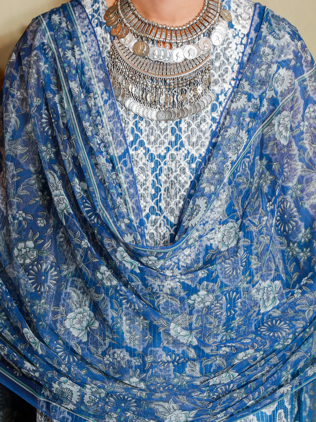 Blue Jacquard 3Pc Stitched - ALP-3PS-1417 - Image 3
