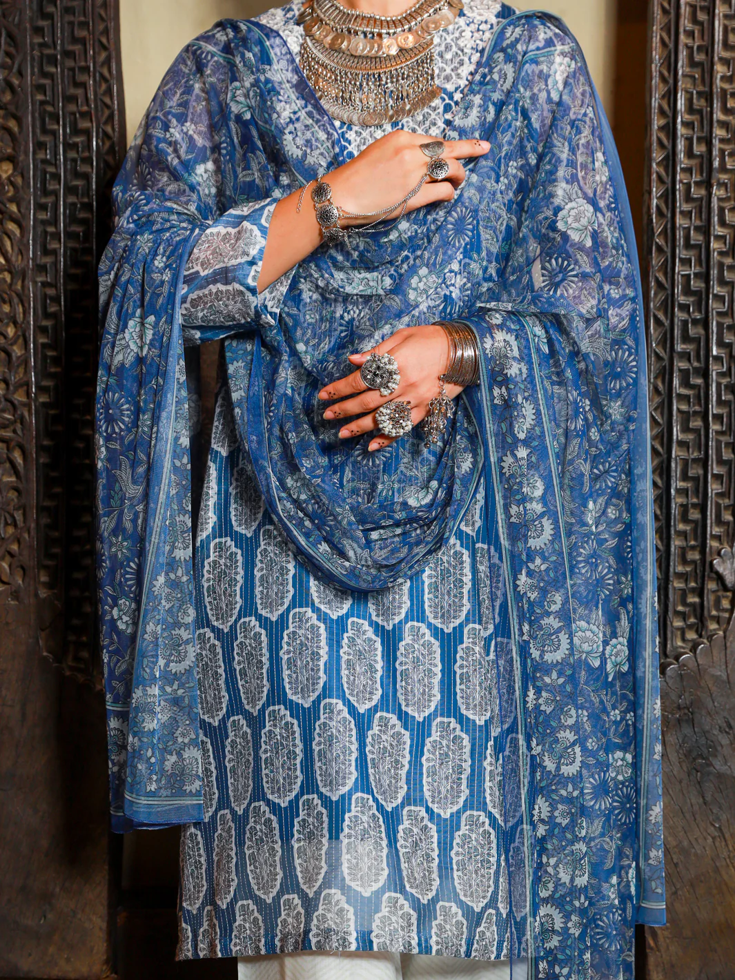 Blue Jacquard 3Pc Stitched - ALP-3PS-1417 - Image 4