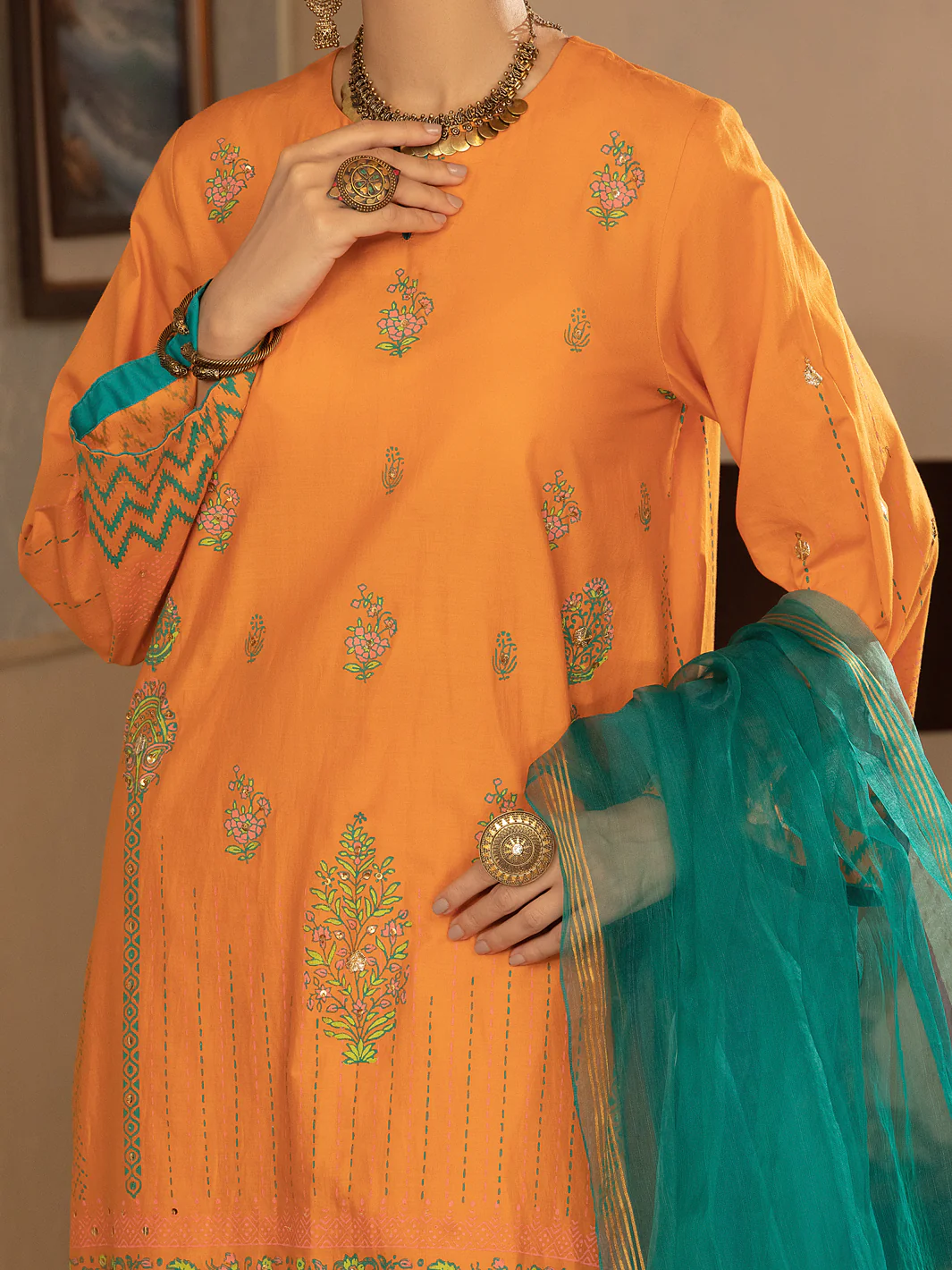 Orange Cambric 3Pc Stitched - ALP-3PS-1430 - Image 3