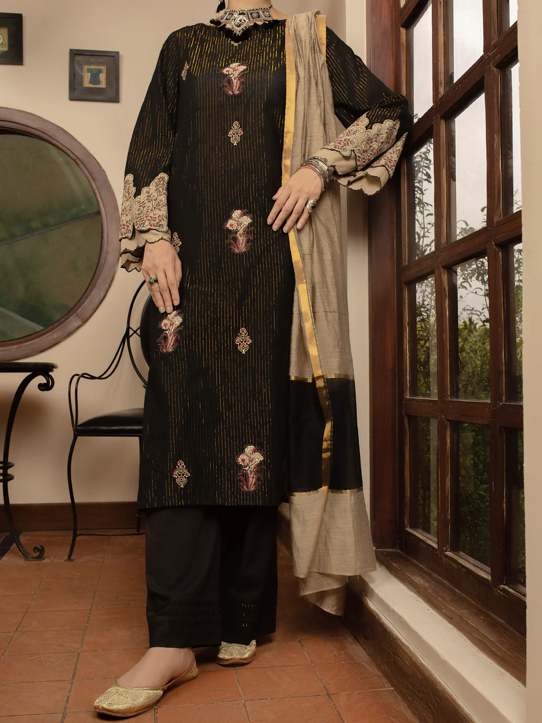 Black 3Pc Stitched - ALP-3PS-1435
