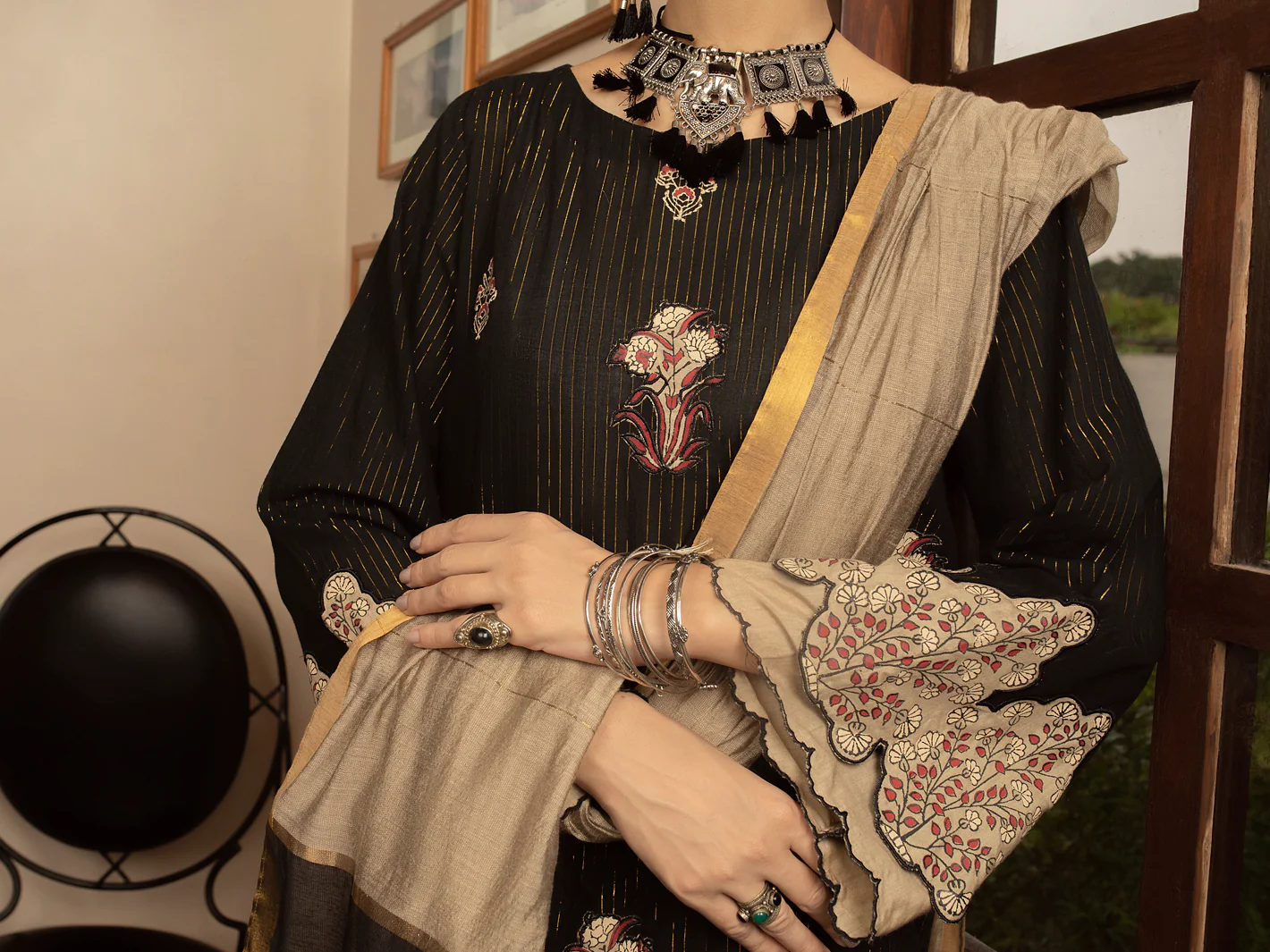 Black 3Pc Stitched - ALP-3PS-1435 - Image 4
