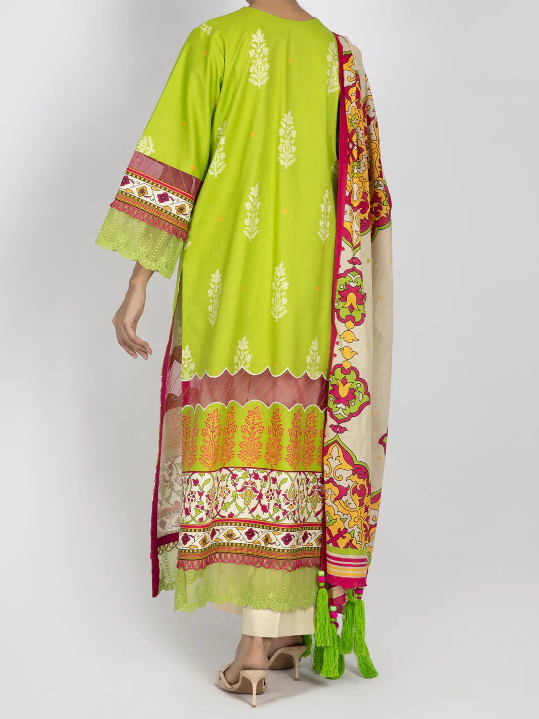 Lime Green Printed 3Pc Unstitched - ALP-3PS-1483 - Image 2