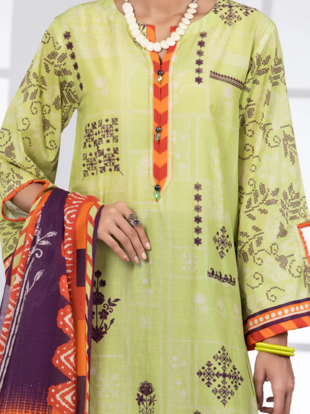 Lime Green Lawn 3Pc Unstitched - ALP-3PS-1486 - Image 3