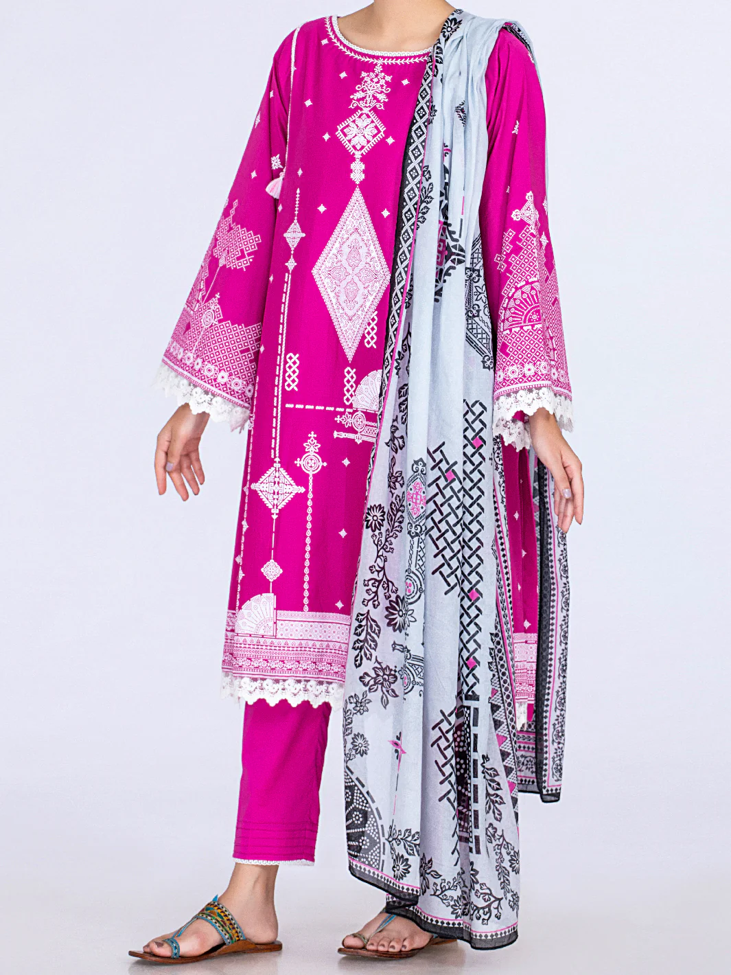 Fuchsia Lawn 3Pc Unstitched - ALP-3PS-1493 - Image 3