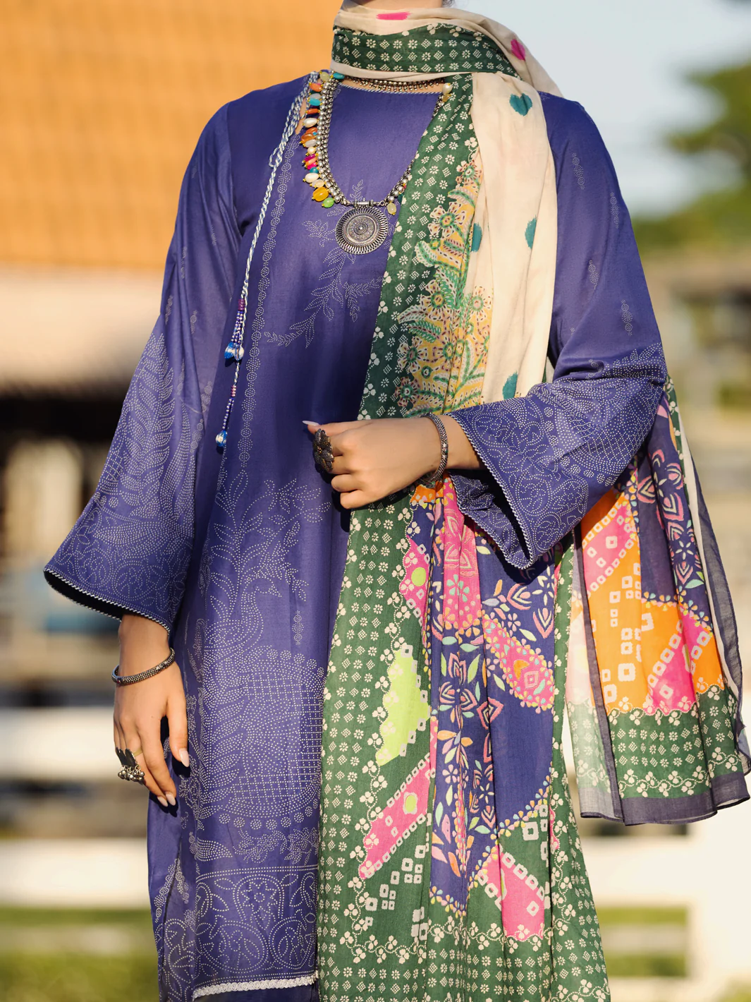 Navy Blue 3Pc Unstitched - ALP-3PS-1511 - Image 3