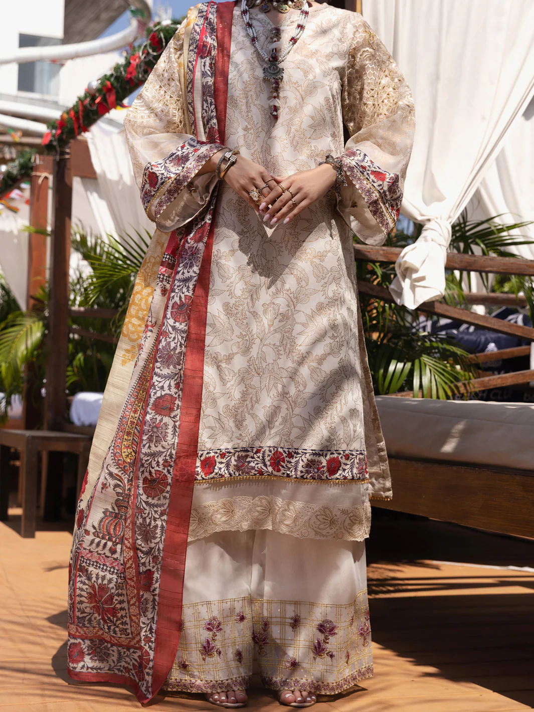 Off White 3Pc Stitched - ALP-3PS-1526