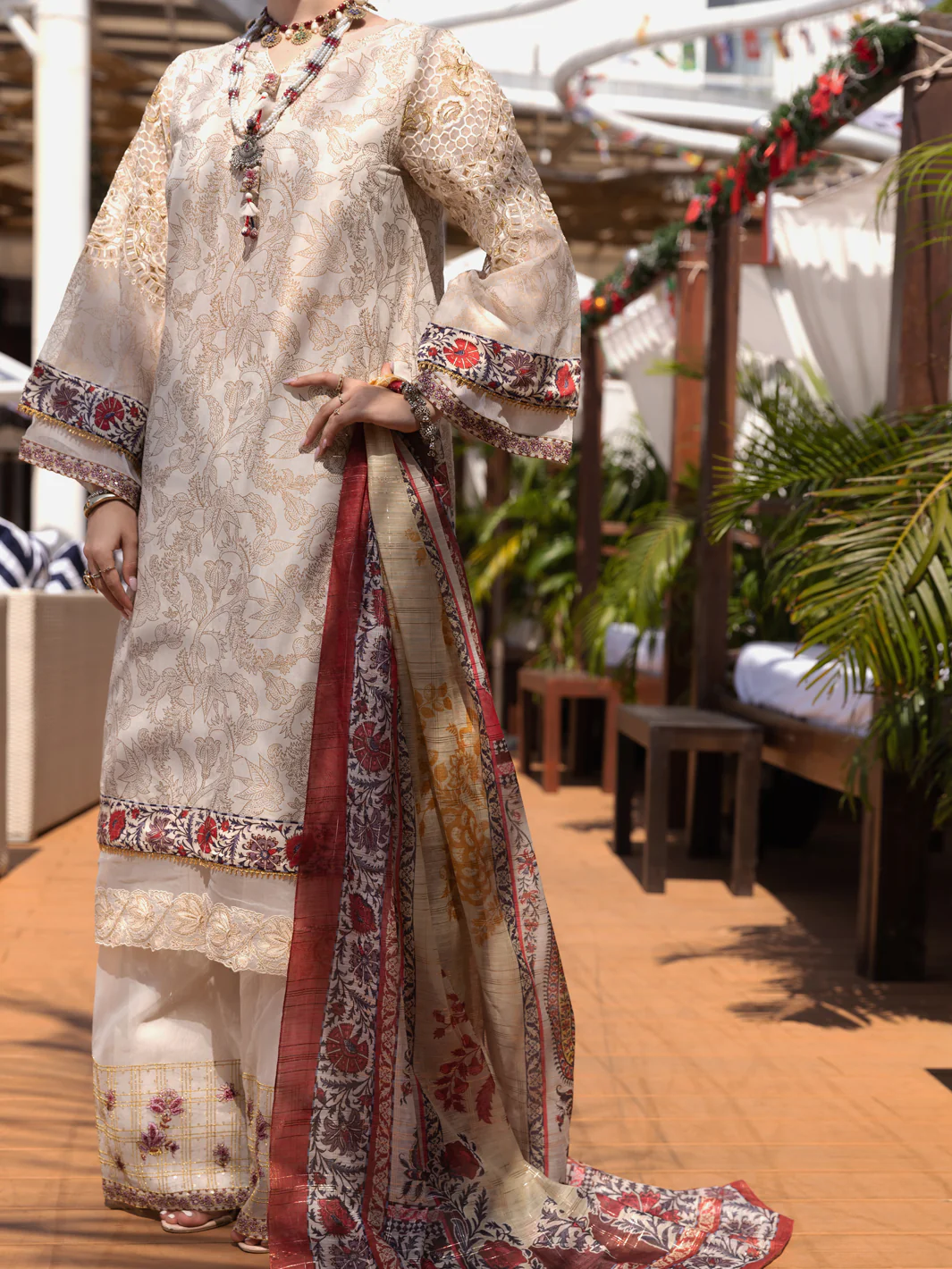 Off White 3Pc Stitched - ALP-3PS-1526 - Image 6