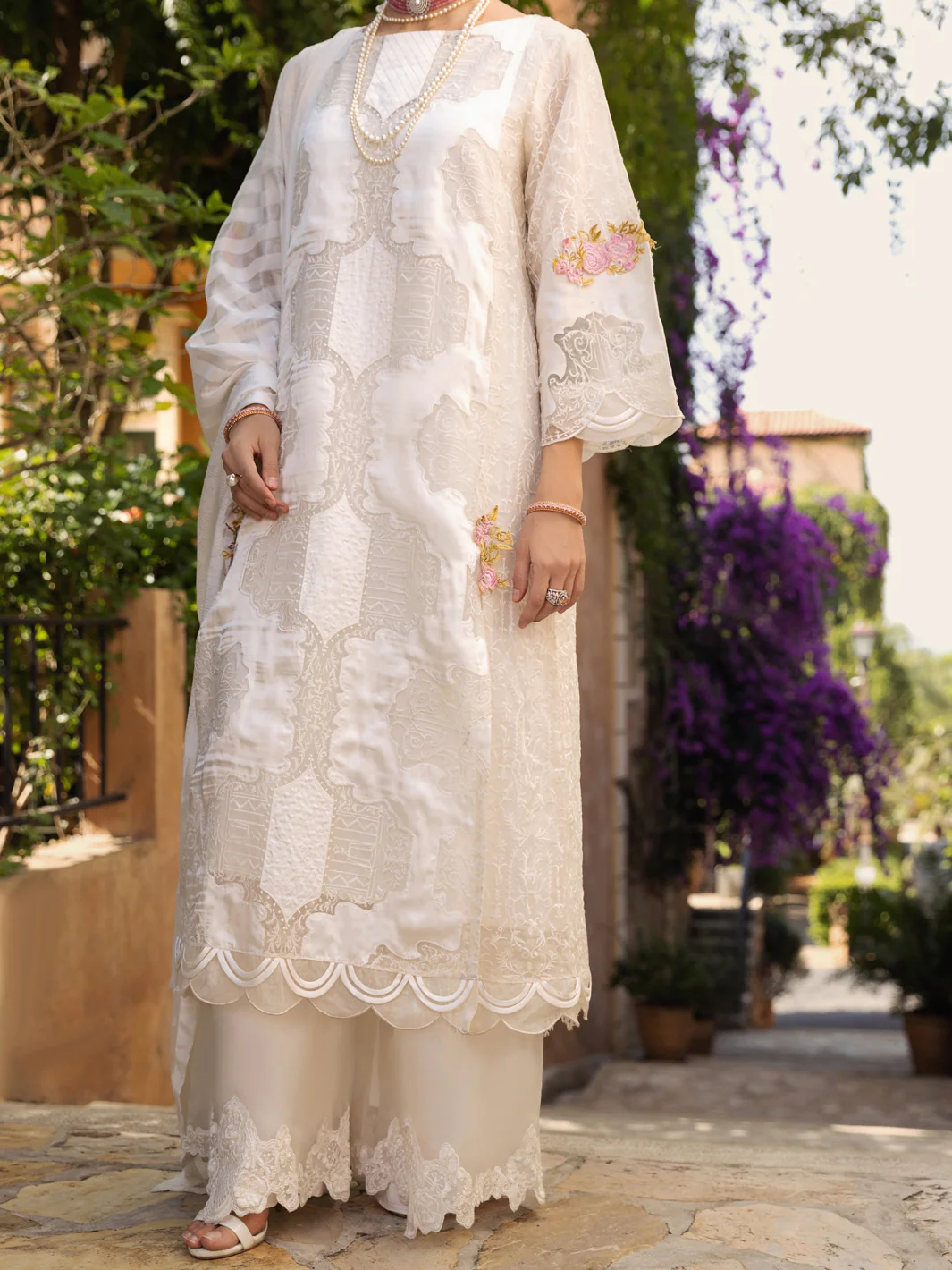 White 3Pc Unstitched - ALP-3PS-1535