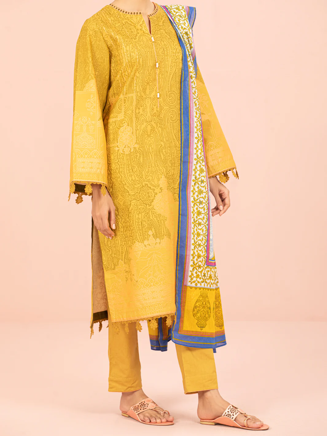 Mustard 3Pc Unstitched - ALP-3PS-1547 - Image 4