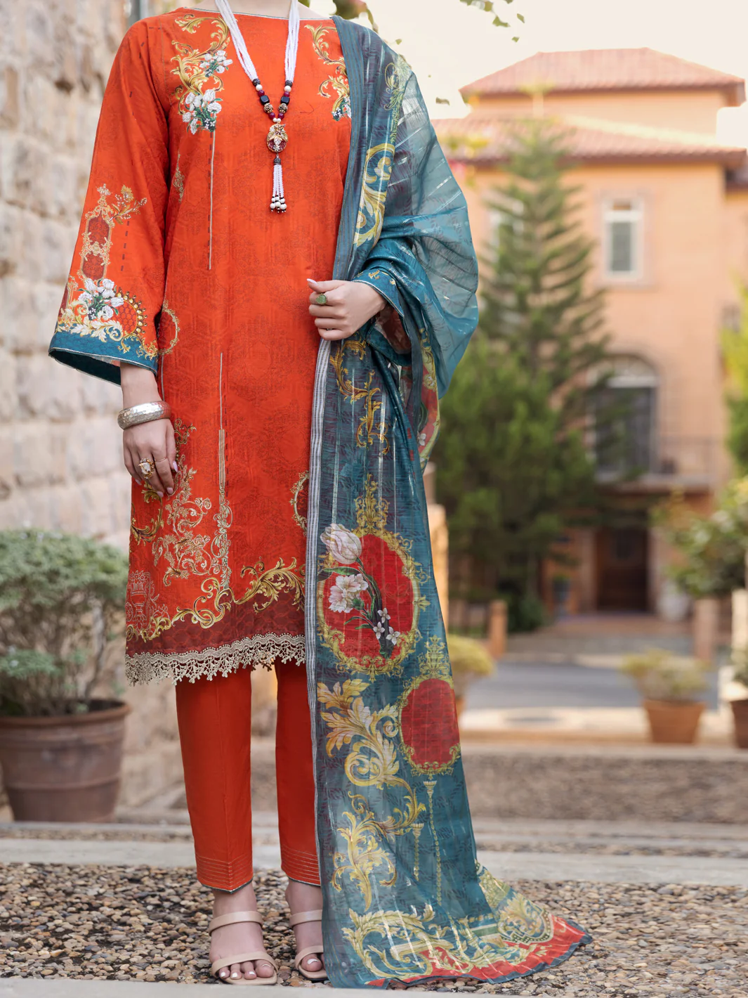 Orange 3Pc Stitched - ALP-3PS-1572