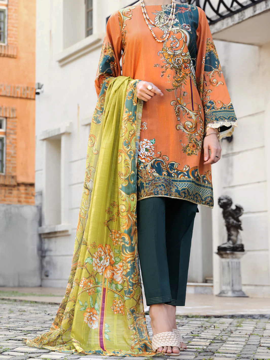 Orange 3Pc Stitched - ALP-3PS-1579