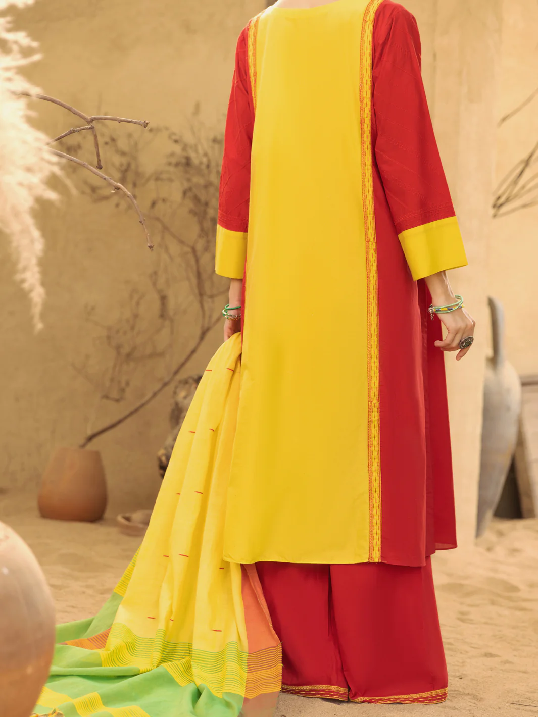 Red-Yellow 3Pc Unstitched - ALP-3PS-1581 - Image 2