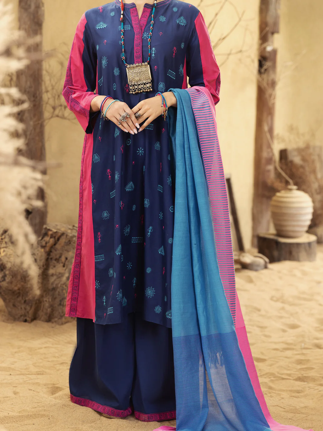 Blue-Pink 3Pc Stitched - ALP-3PS-1582
