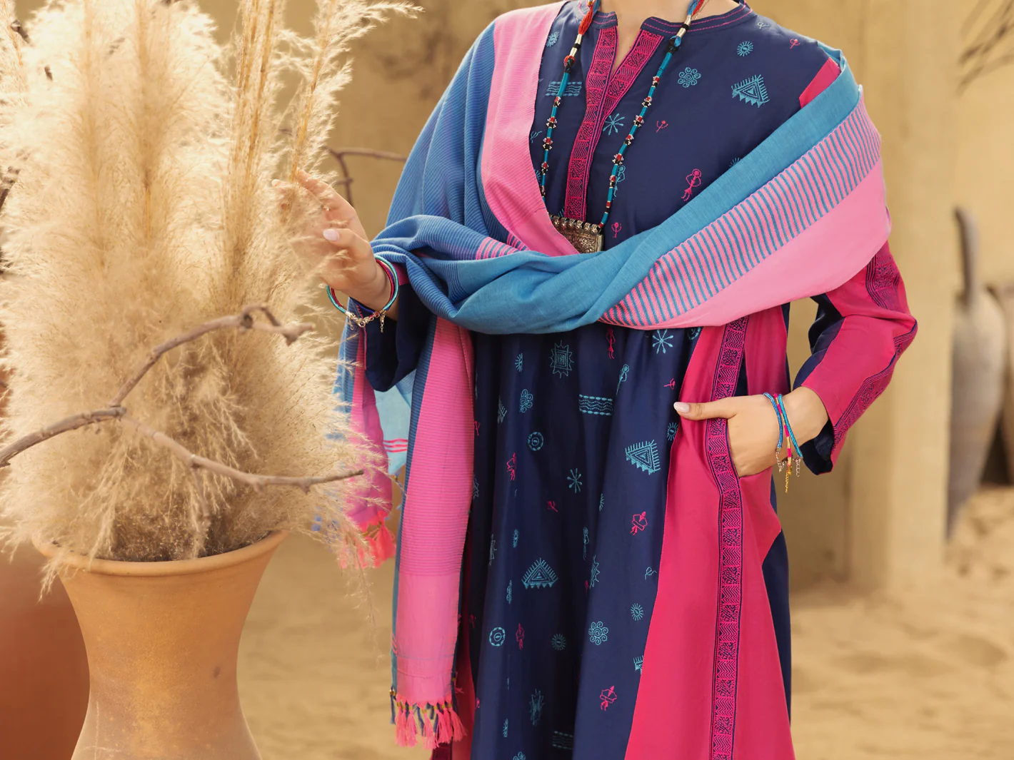 Blue-Pink 3Pc Stitched - ALP-3PS-1582 - Image 4